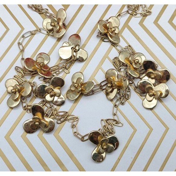 Jade & Jasper Long Chain Station Necklace 3D Flowers Textured Chain 38" Long - Picture 10 of 11